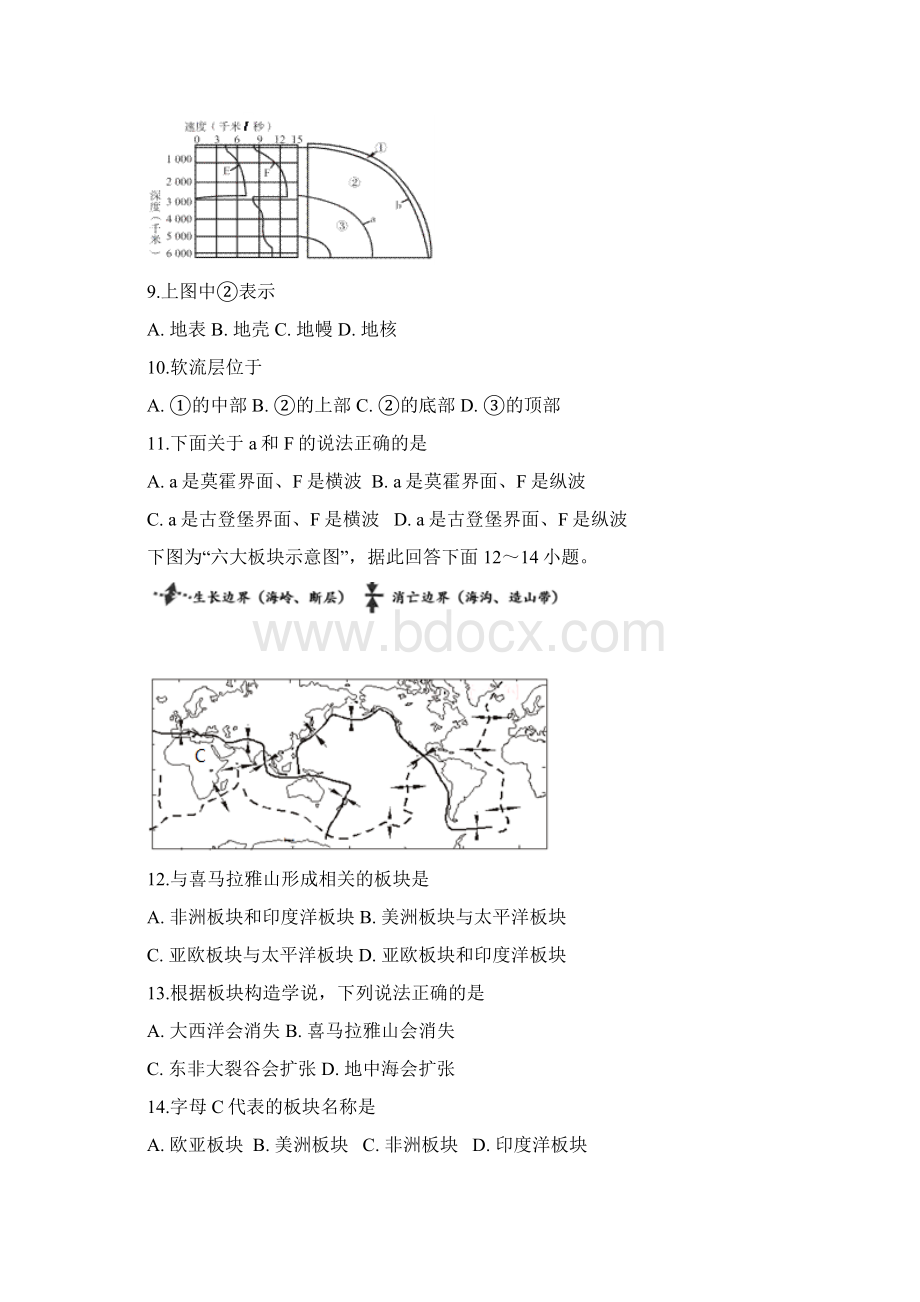 安徽省滁州市民办高中学年高一地理上学期期末考试试题.docx_第3页