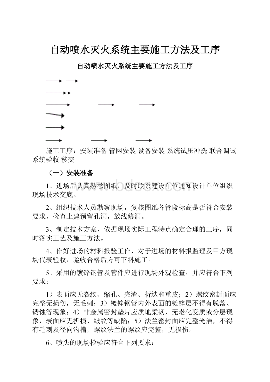 自动喷水灭火系统主要施工方法及工序.docx_第1页