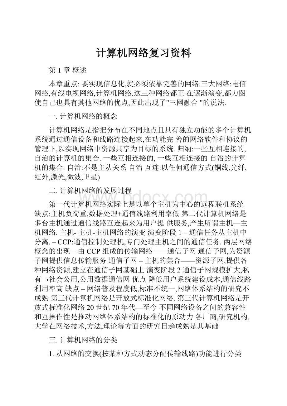 计算机网络复习资料Word文档下载推荐.docx_第1页