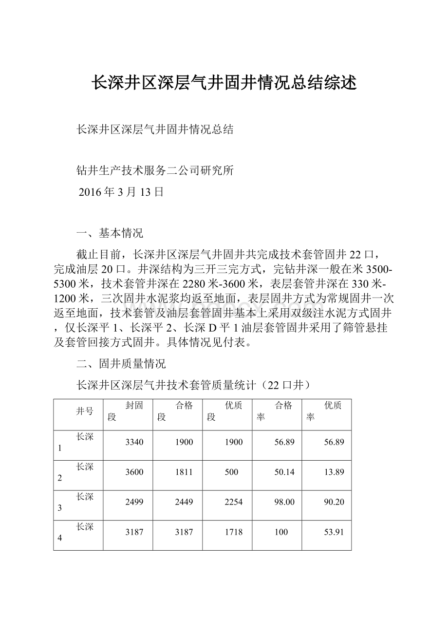 长深井区深层气井固井情况总结综述Word文件下载.docx_第1页