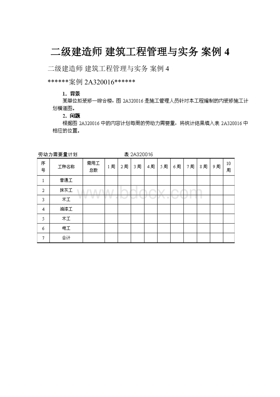 二级建造师建筑工程管理与实务 案例4.docx_第1页