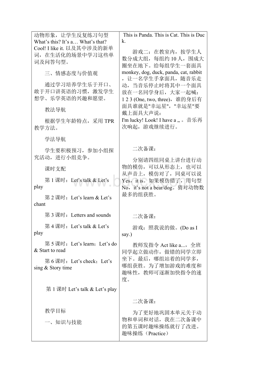 pep英语三年级上第四单元教案含教学反思.docx_第2页