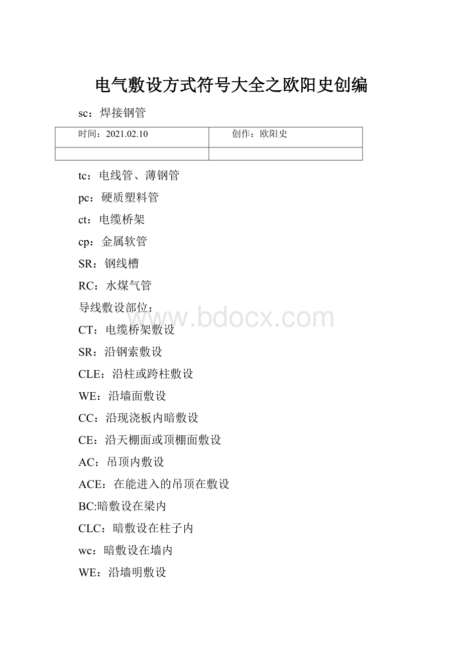 电气敷设方式符号大全之欧阳史创编.docx_第1页