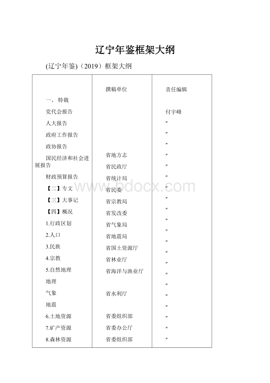 辽宁年鉴框架大纲Word文件下载.docx_第1页