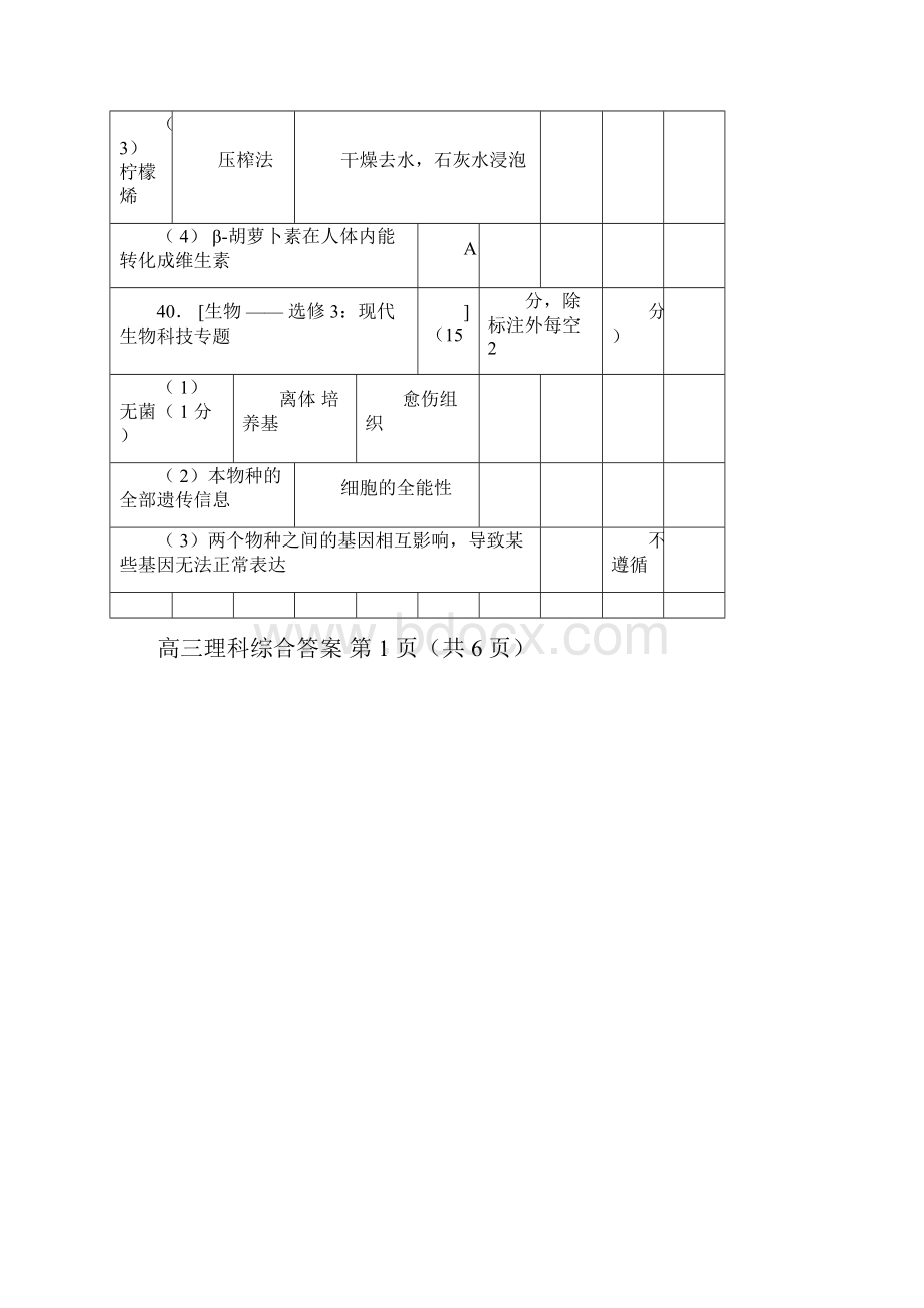 唐山市一模考试理综答案.docx_第3页