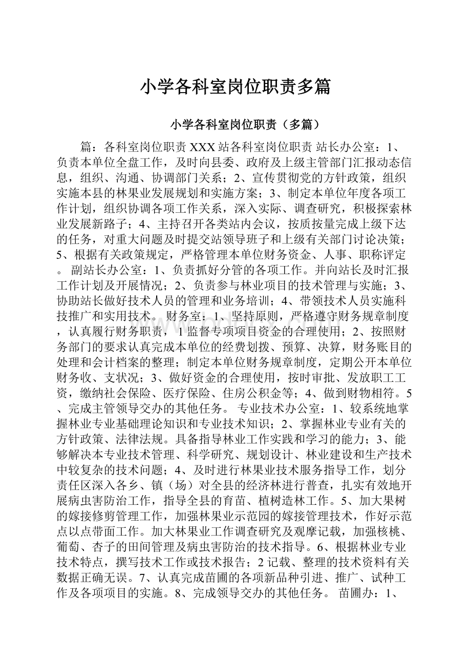 小学各科室岗位职责多篇文档格式.docx_第1页