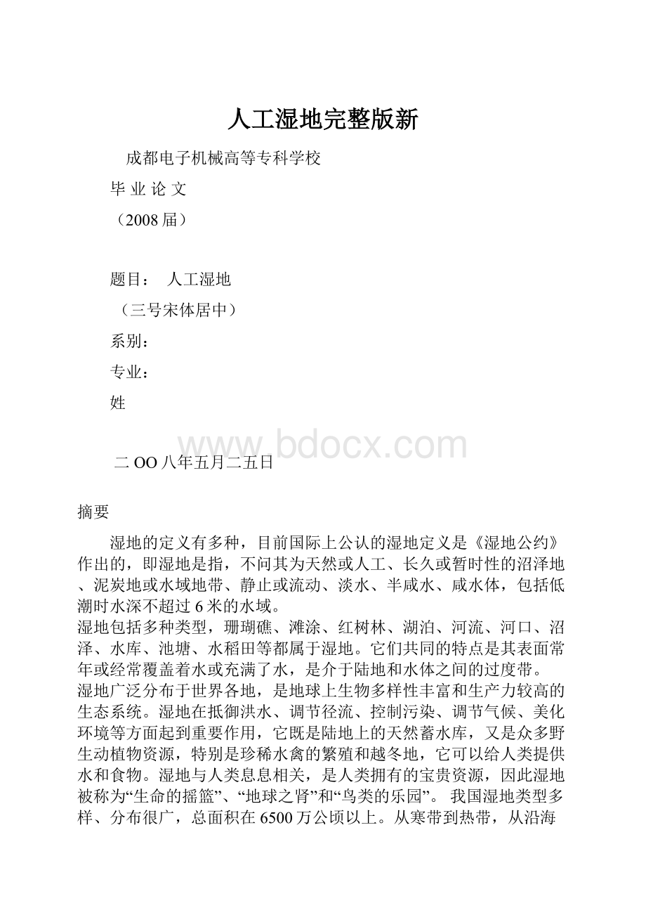 人工湿地完整版新Word格式.docx