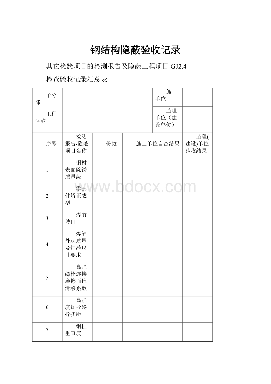 钢结构隐蔽验收记录.docx