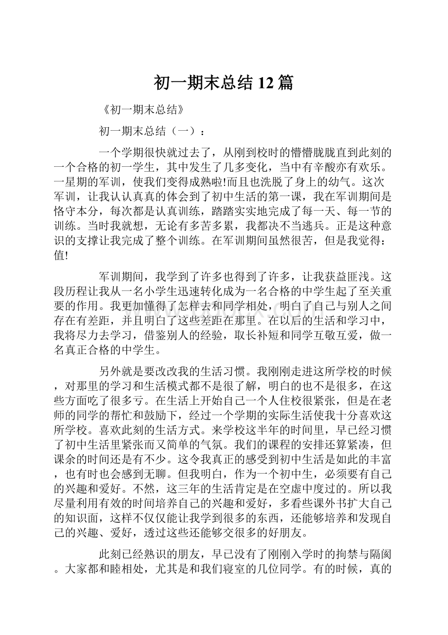 初一期末总结12篇文档格式.docx