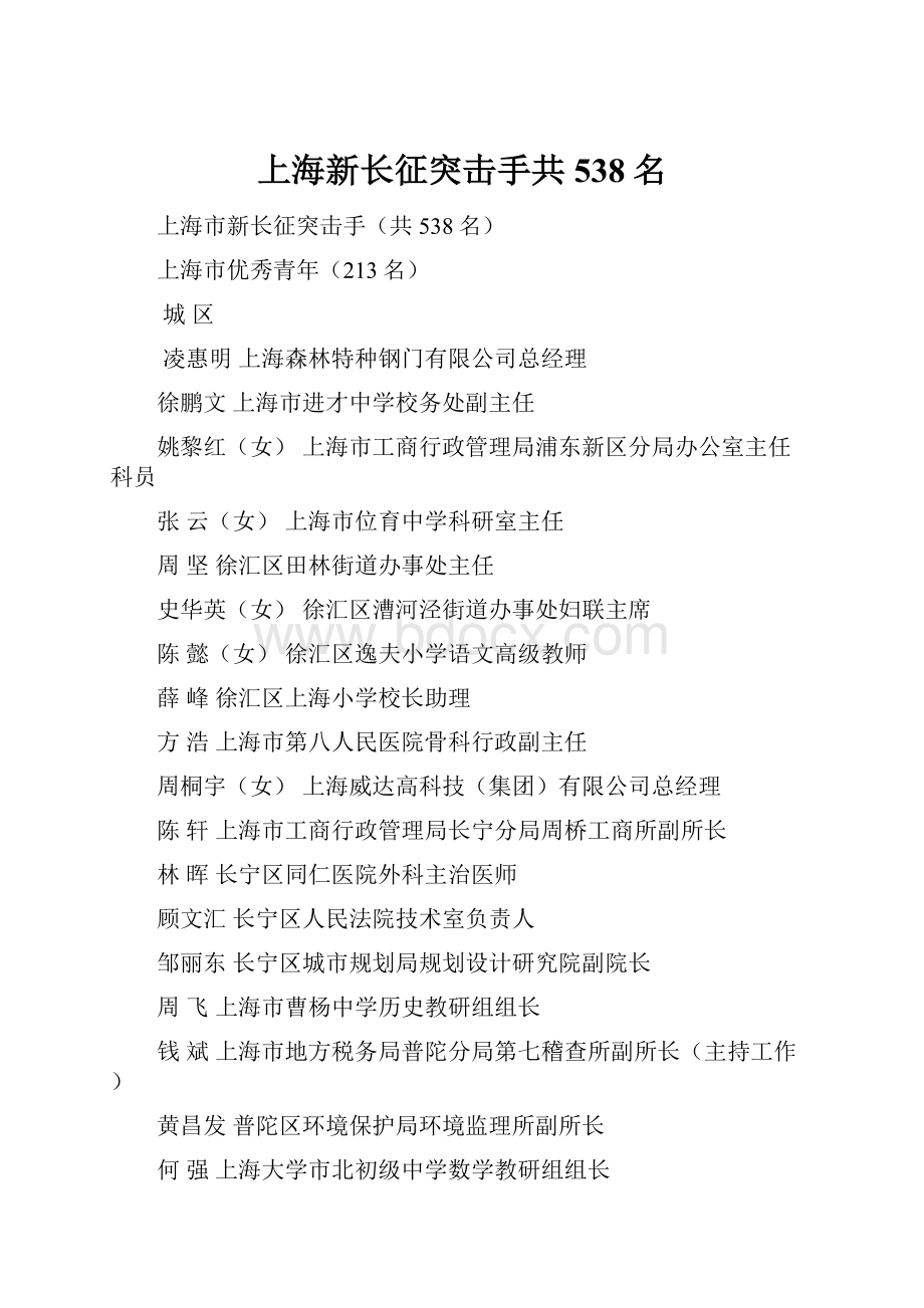 上海新长征突击手共538名.docx