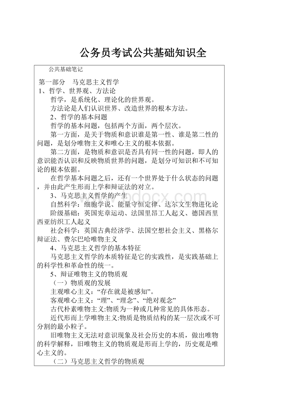 公务员考试公共基础知识全Word文档格式.docx