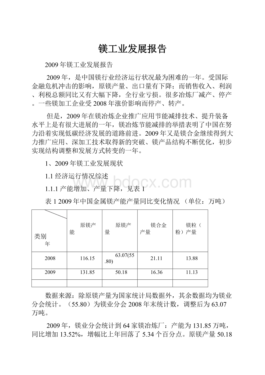 镁工业发展报告.docx_第1页