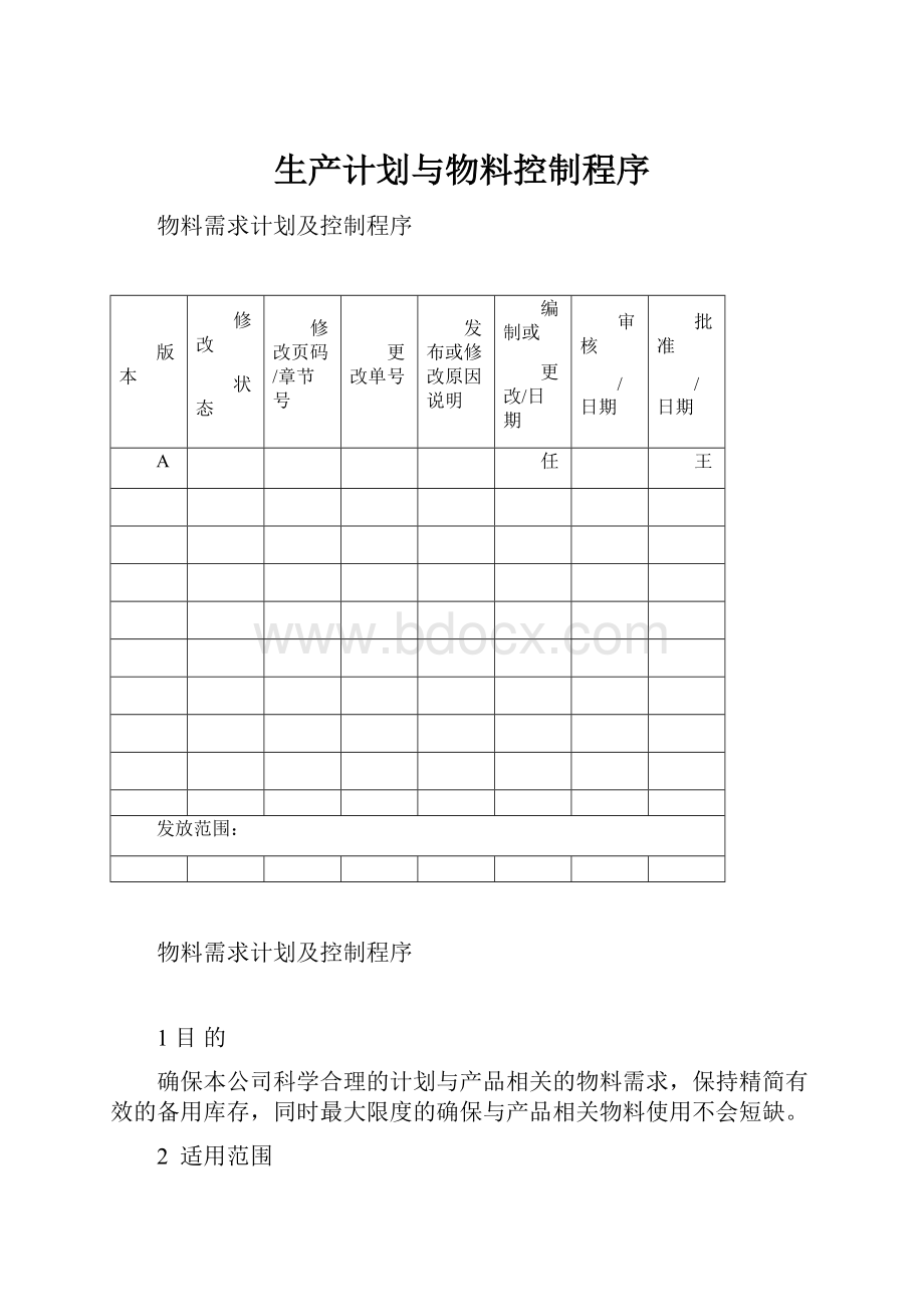 生产计划与物料控制程序Word格式文档下载.docx_第1页