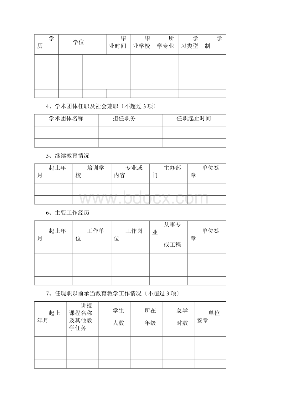 新21张表湖南省中小学教师系列专业技术职称职务评审表Word文档格式.docx_第3页