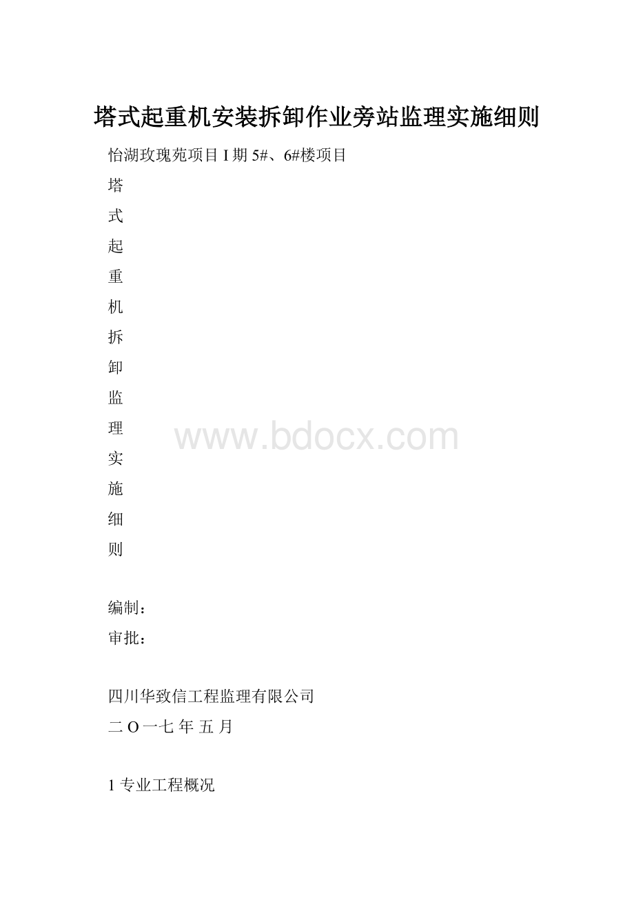 塔式起重机安装拆卸作业旁站监理实施细则.docx_第1页