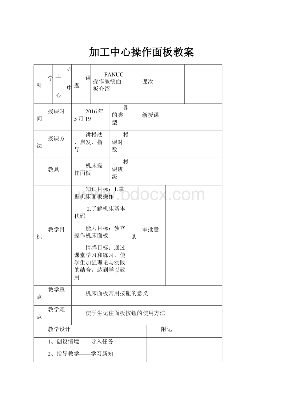 加工中心操作面板教案.docx