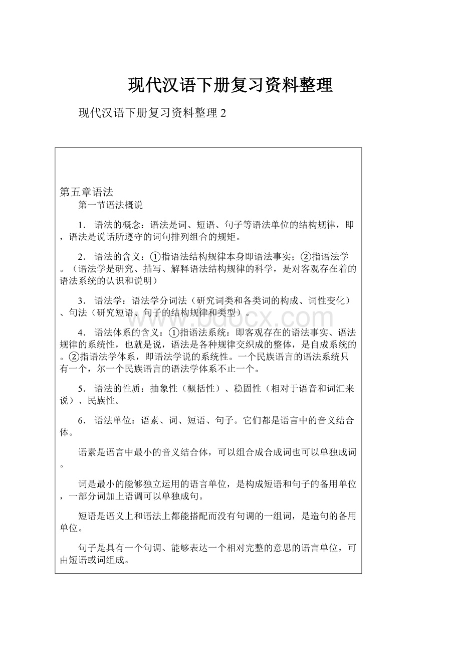 现代汉语下册复习资料整理Word文档下载推荐.docx