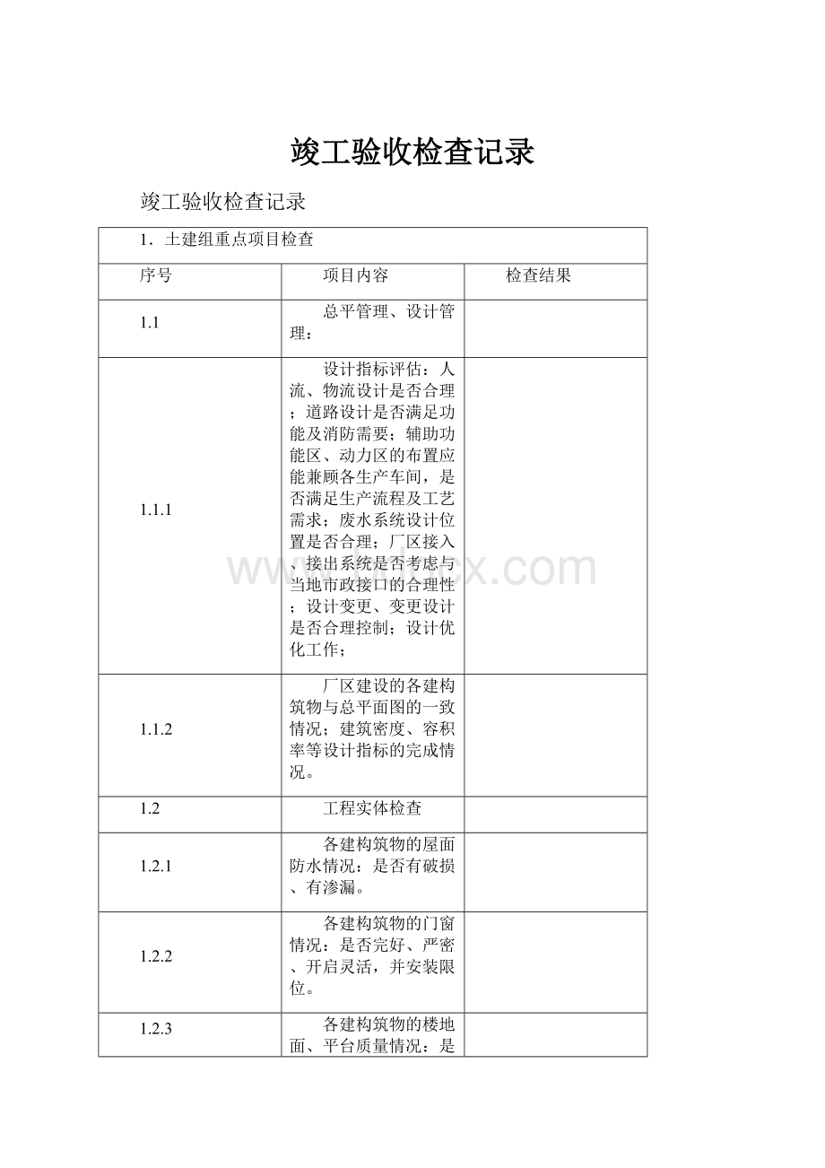 竣工验收检查记录.docx_第1页