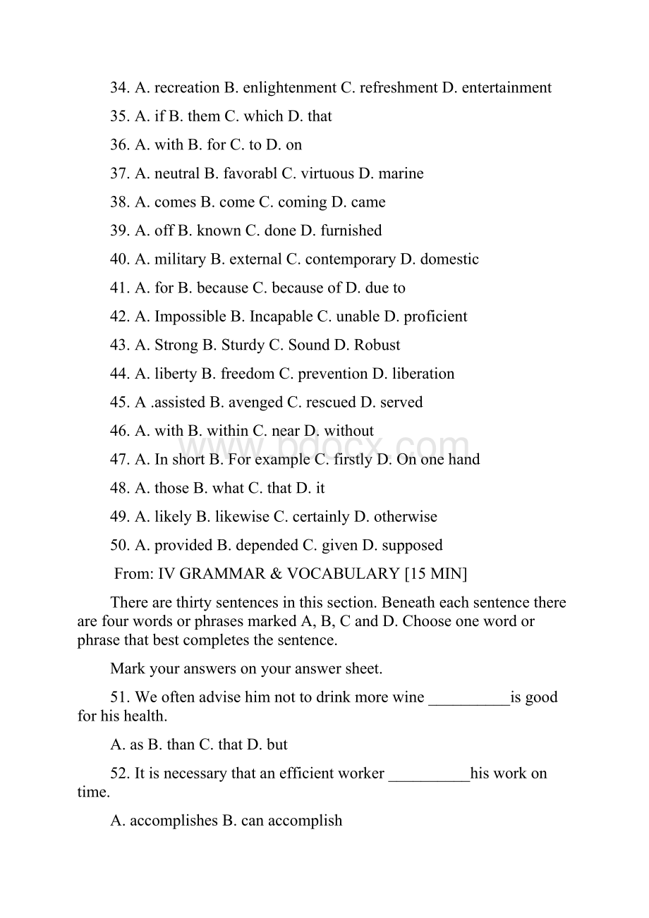 英语专业四级模拟题Word文档格式.docx_第2页