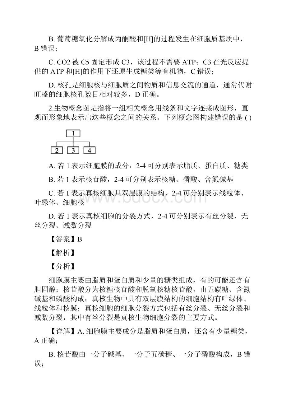 安徽省安庆一中安师大附中湖南长沙一中等四省五校K12联盟届高三上学期期末检测联考理综生物试题Word下载.docx_第2页