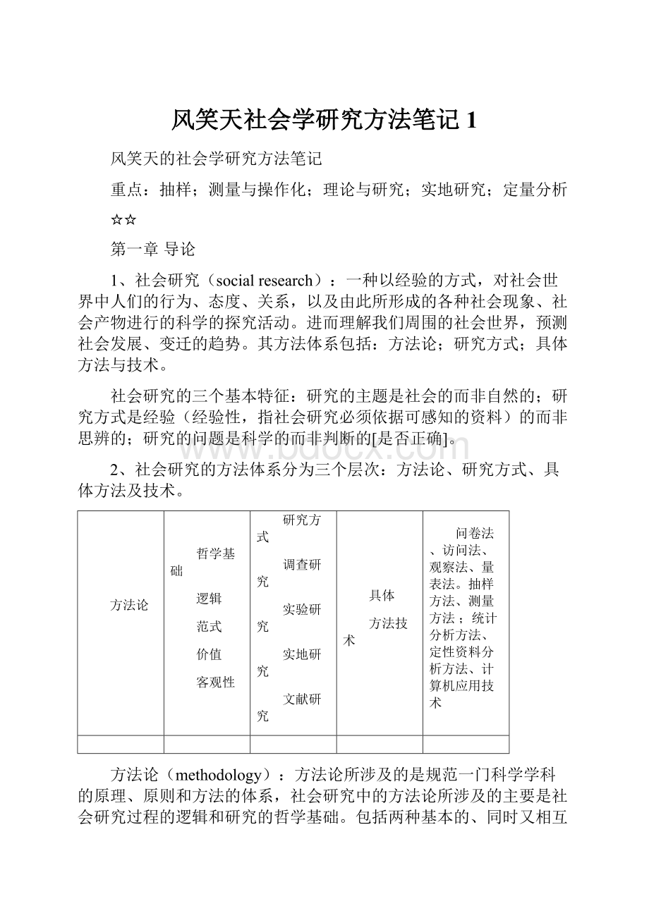 风笑天社会学研究方法笔记 1Word文档格式.docx