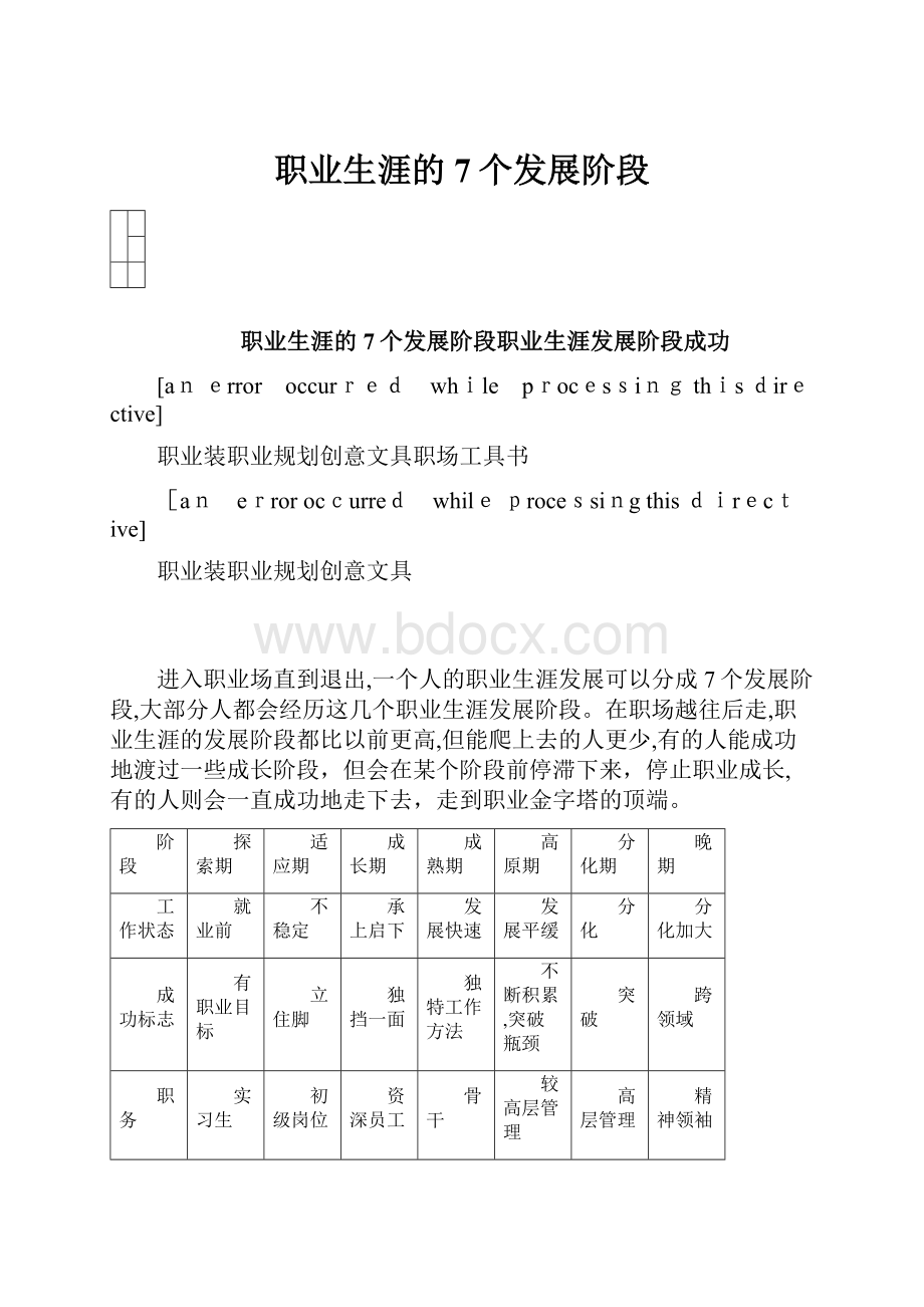 职业生涯的7个发展阶段文档格式.docx