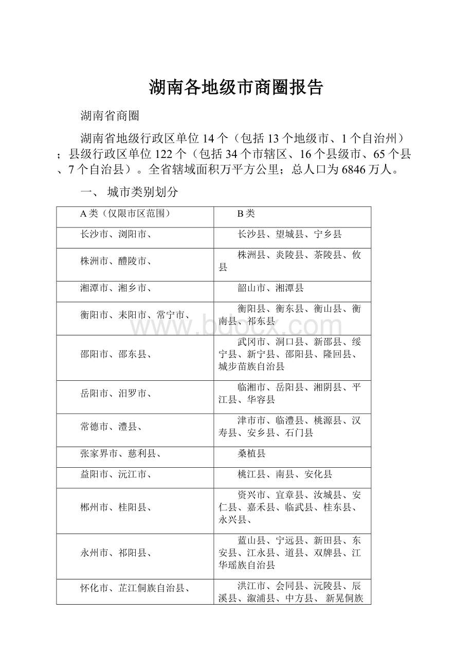 湖南各地级市商圈报告Word格式文档下载.docx_第1页