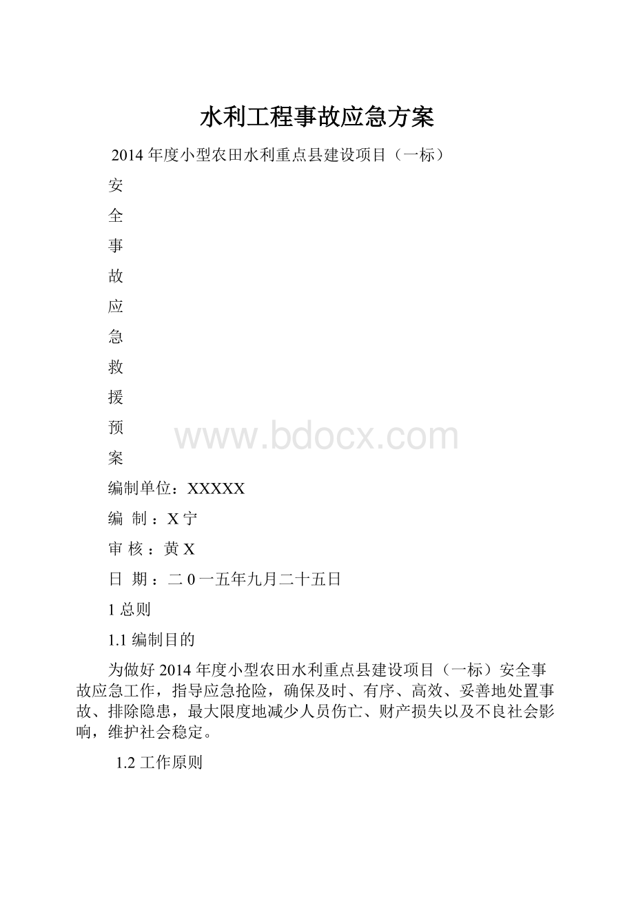 水利工程事故应急方案.docx_第1页