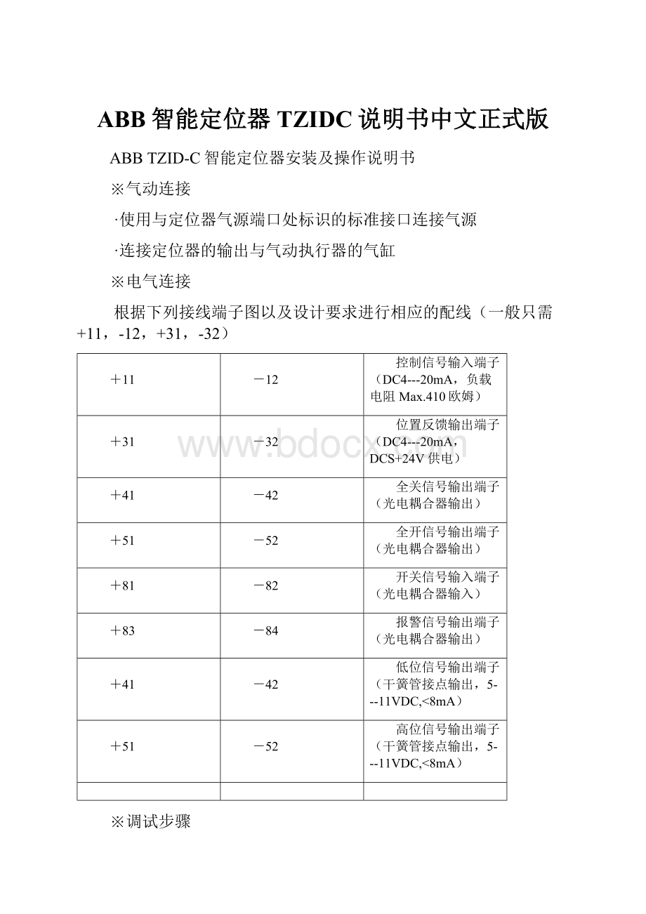 ABB智能定位器TZIDC说明书中文正式版Word文件下载.docx