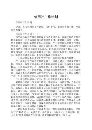 信用社工作计划Word格式文档下载.docx