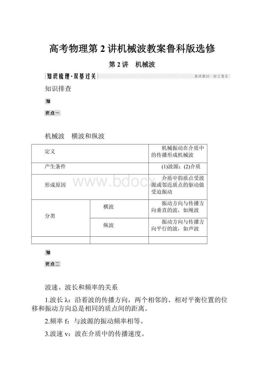 高考物理第2讲机械波教案鲁科版选修.docx