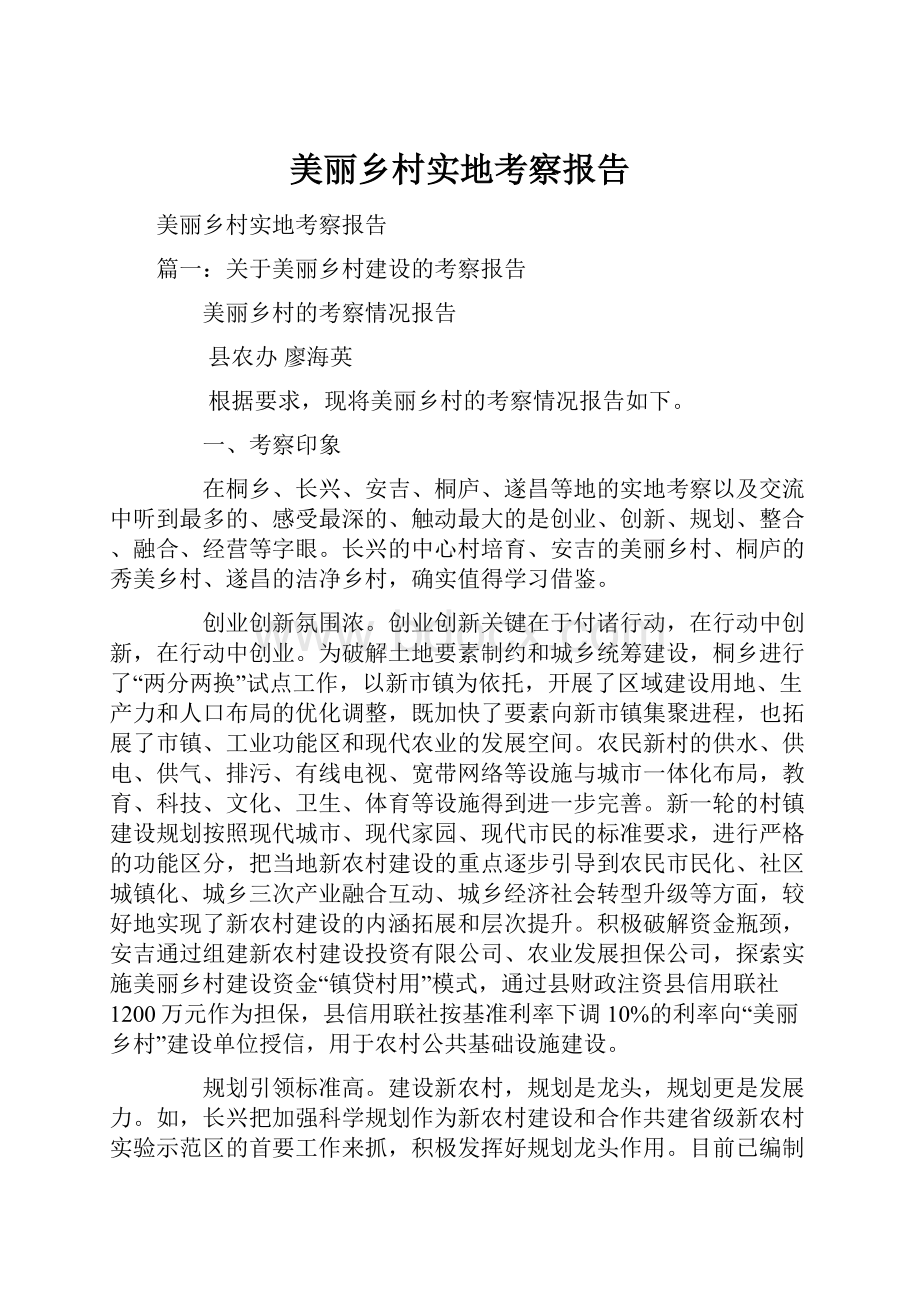 美丽乡村实地考察报告.docx