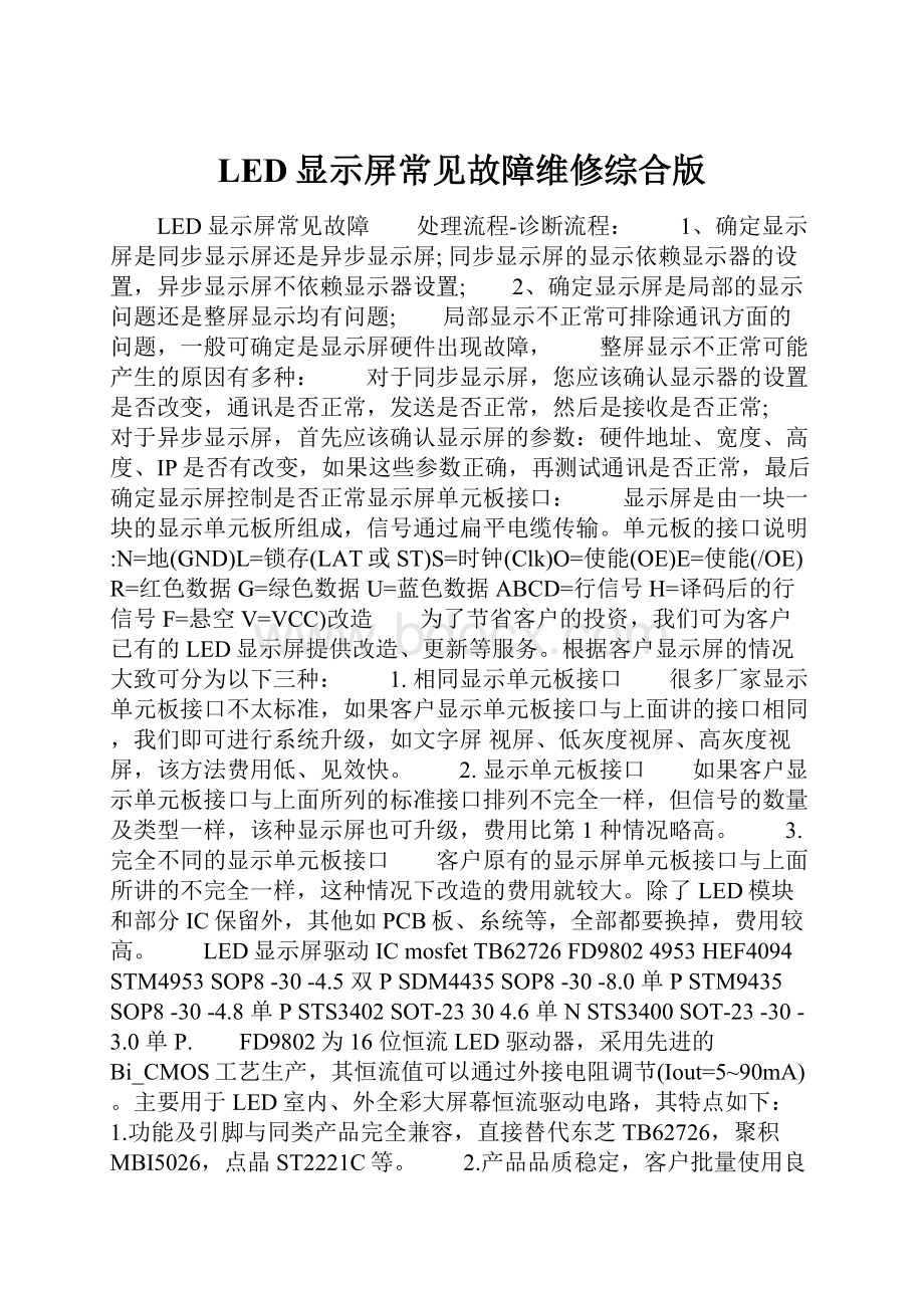 LED显示屏常见故障维修综合版.docx_第1页