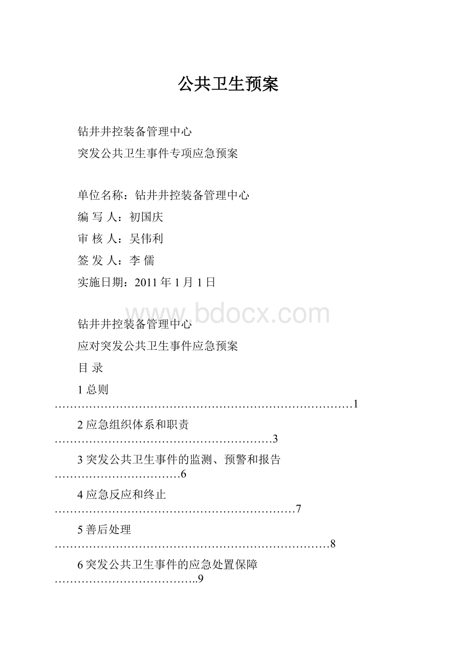 公共卫生预案文档格式.docx