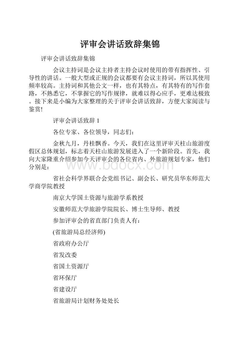 评审会讲话致辞集锦Word文件下载.docx