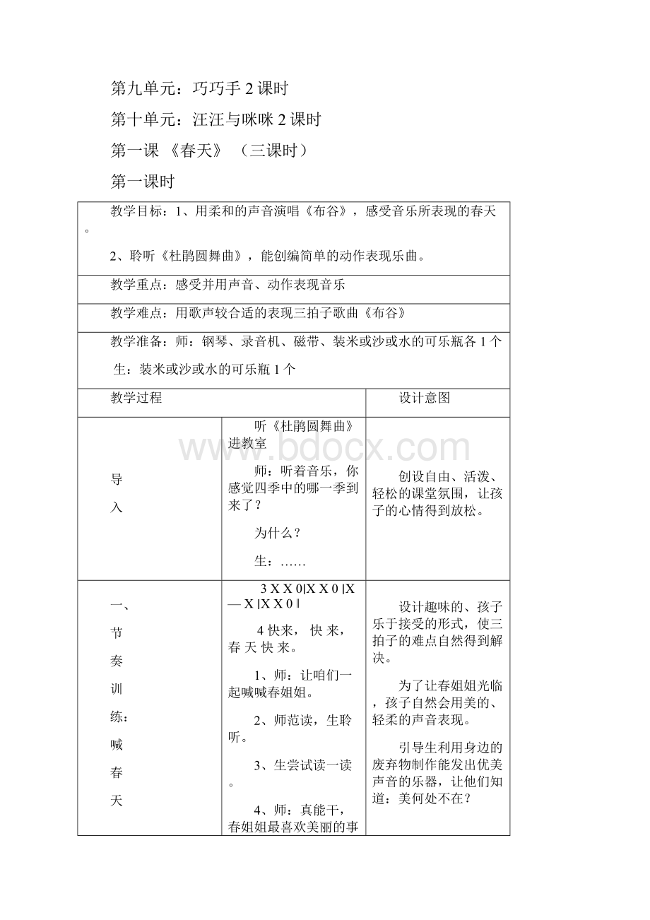 最新人音版音乐教案25页精品人音版音乐一年级下册全册教学设计.docx_第3页