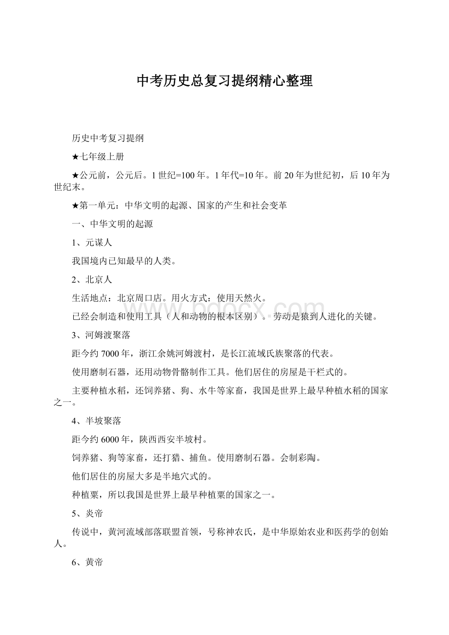 中考历史总复习提纲精心整理Word下载.docx_第1页