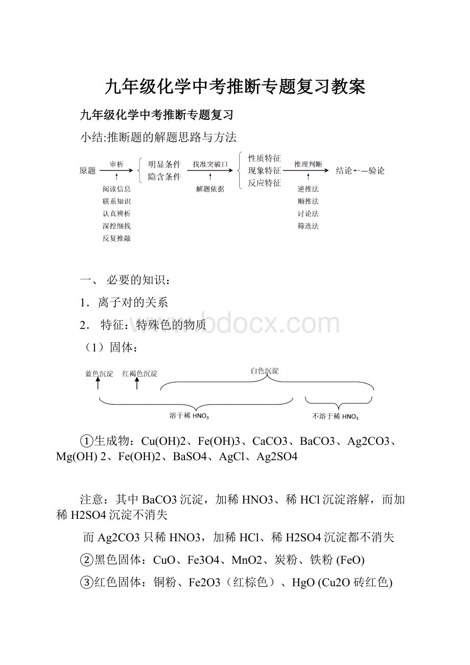 九年级化学中考推断专题复习教案Word格式文档下载.docx