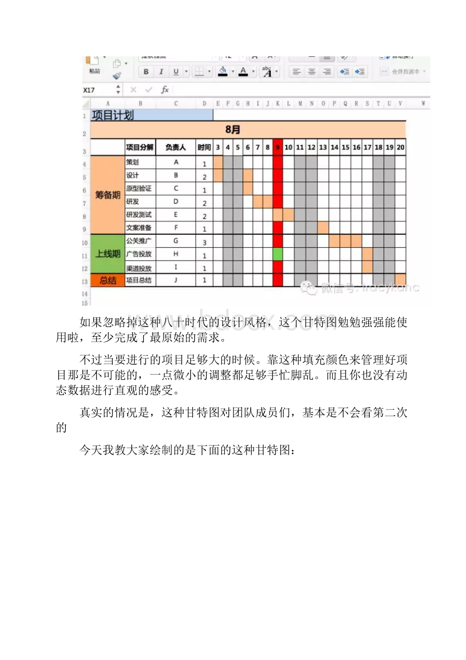 如何七周成为数据分析师Excel技巧之甘特图绘制项目管理精Word文档下载推荐.docx_第2页