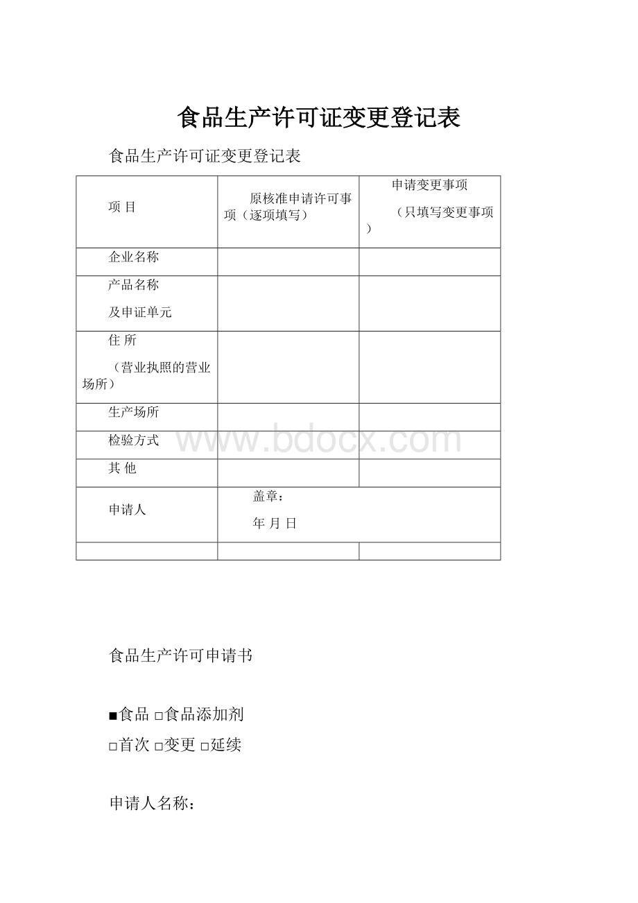 食品生产许可证变更登记表.docx