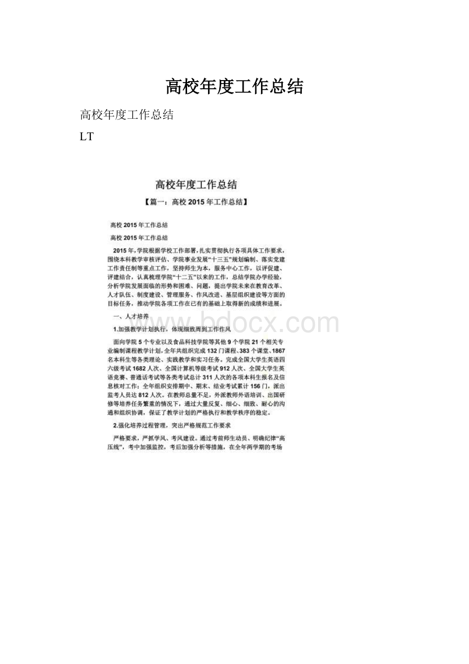 高校年度工作总结Word文档下载推荐.docx