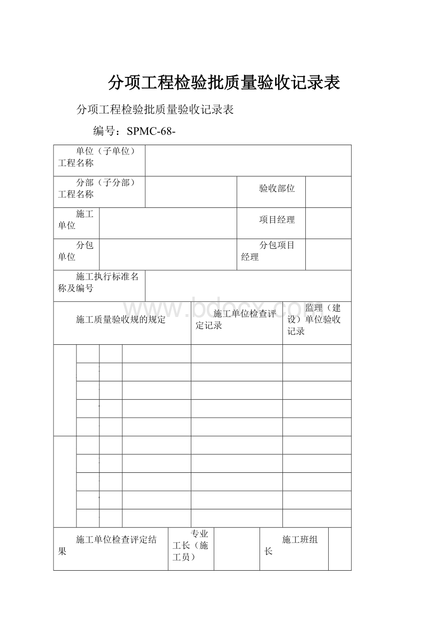 分项工程检验批质量验收记录表Word格式文档下载.docx_第1页