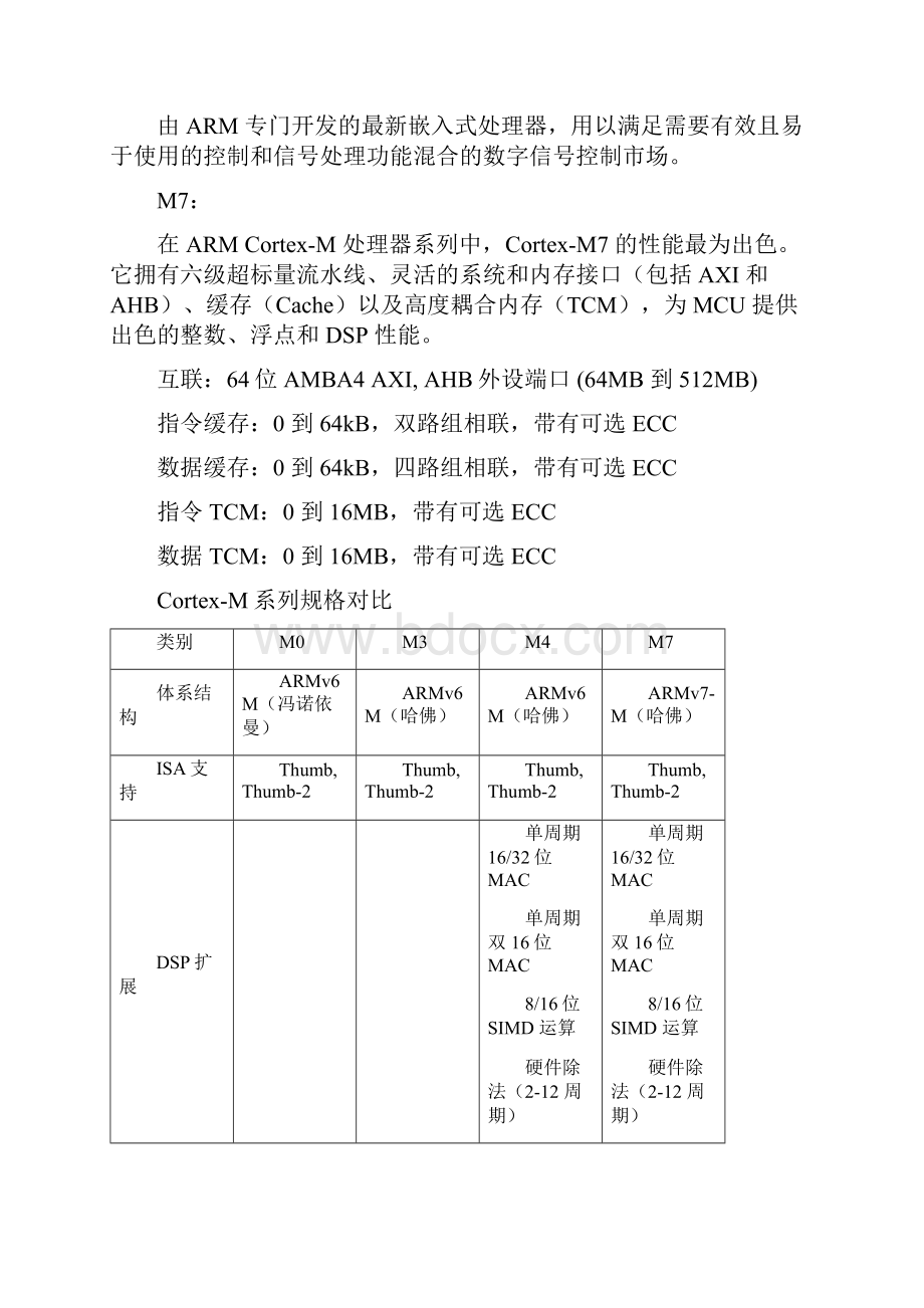 ARM Cortex各系列处理器分类比较之欧阳物创编Word格式文档下载.docx_第2页