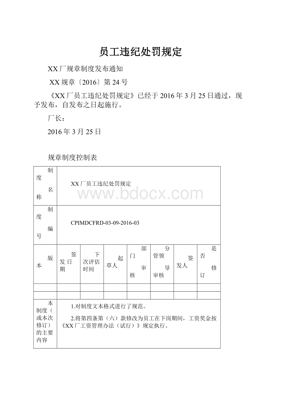 员工违纪处罚规定Word下载.docx