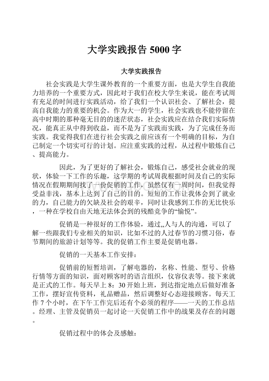 大学实践报告5000字Word文件下载.docx