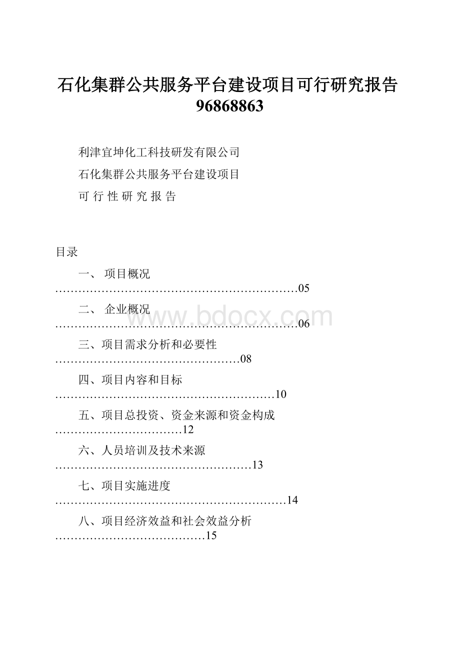 石化集群公共服务平台建设项目可行研究报告96868863Word格式文档下载.docx