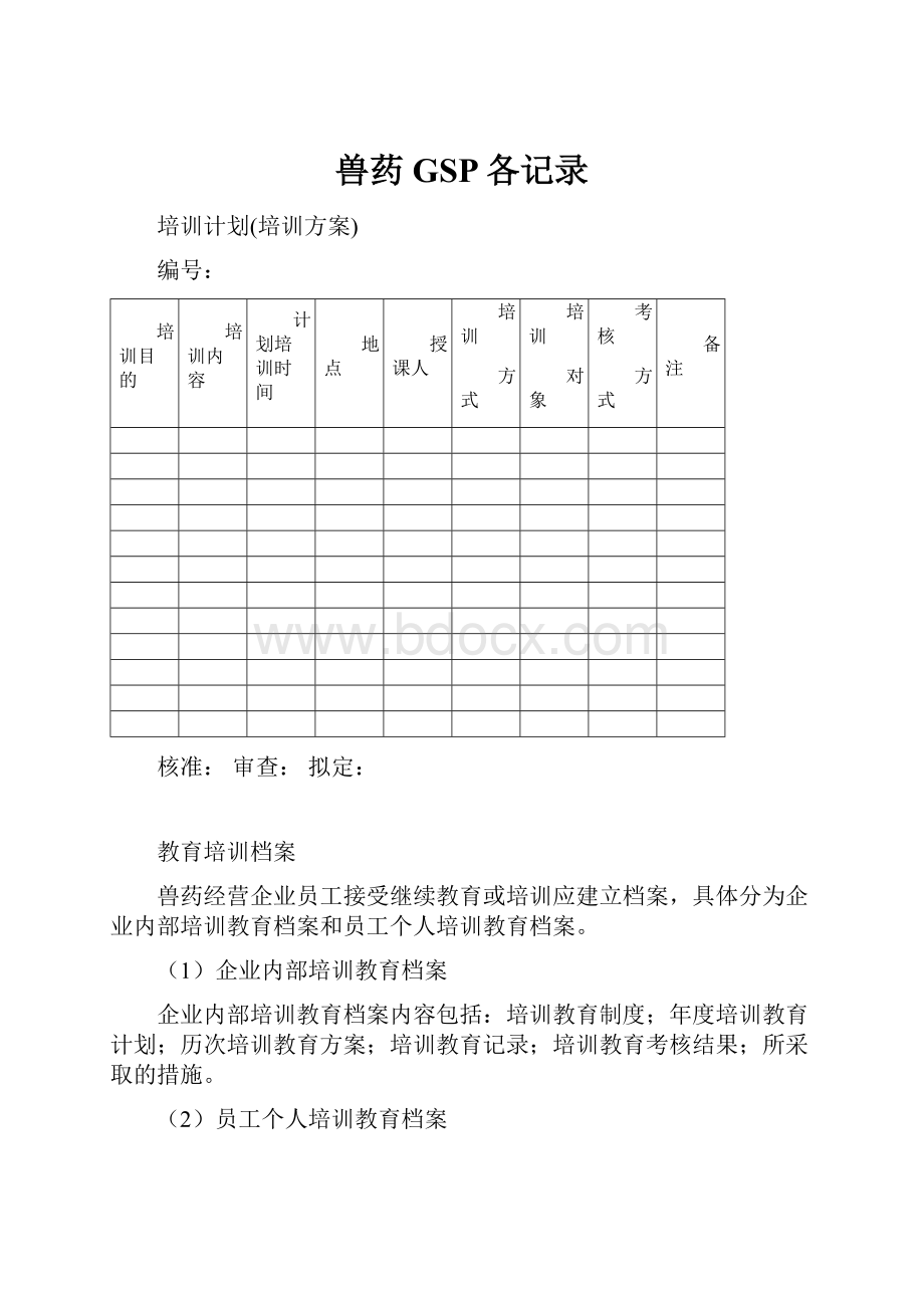 兽药GSP各记录Word下载.docx