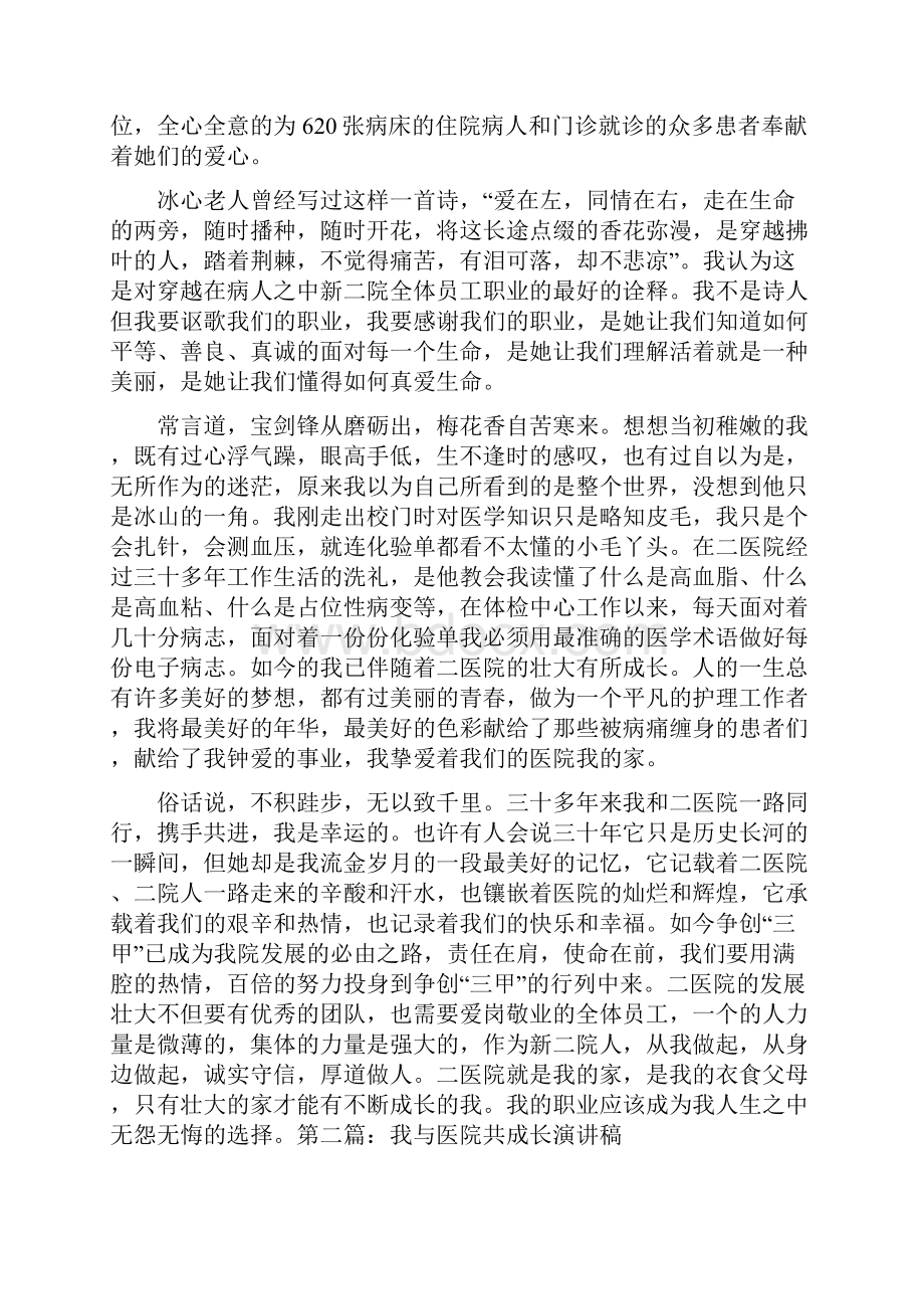 我与医院共成长演讲稿Word文档格式.docx_第2页