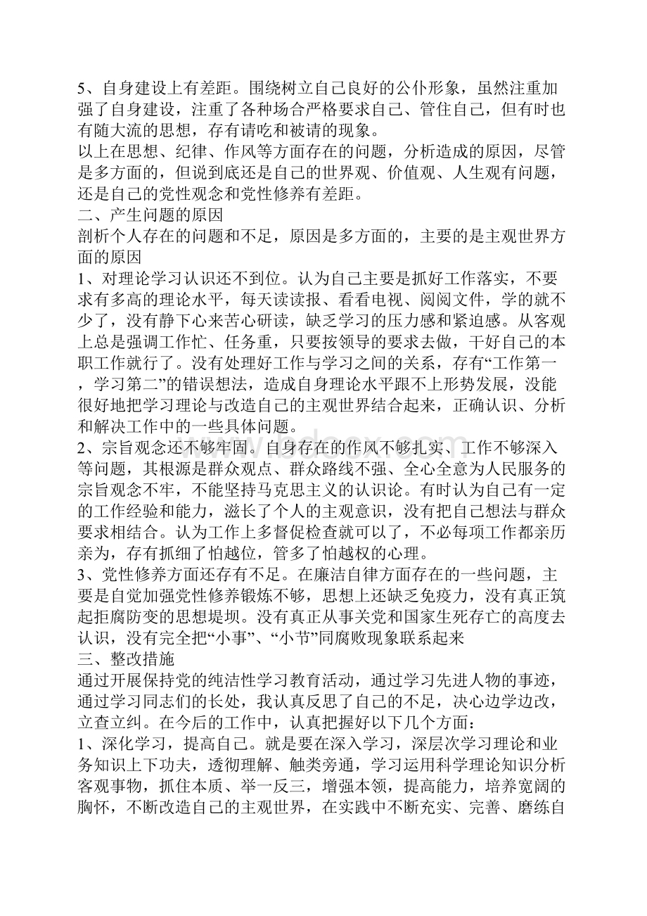 保持党的纯洁性学习教育活动个人剖析材料三篇Word文档下载推荐.docx_第2页