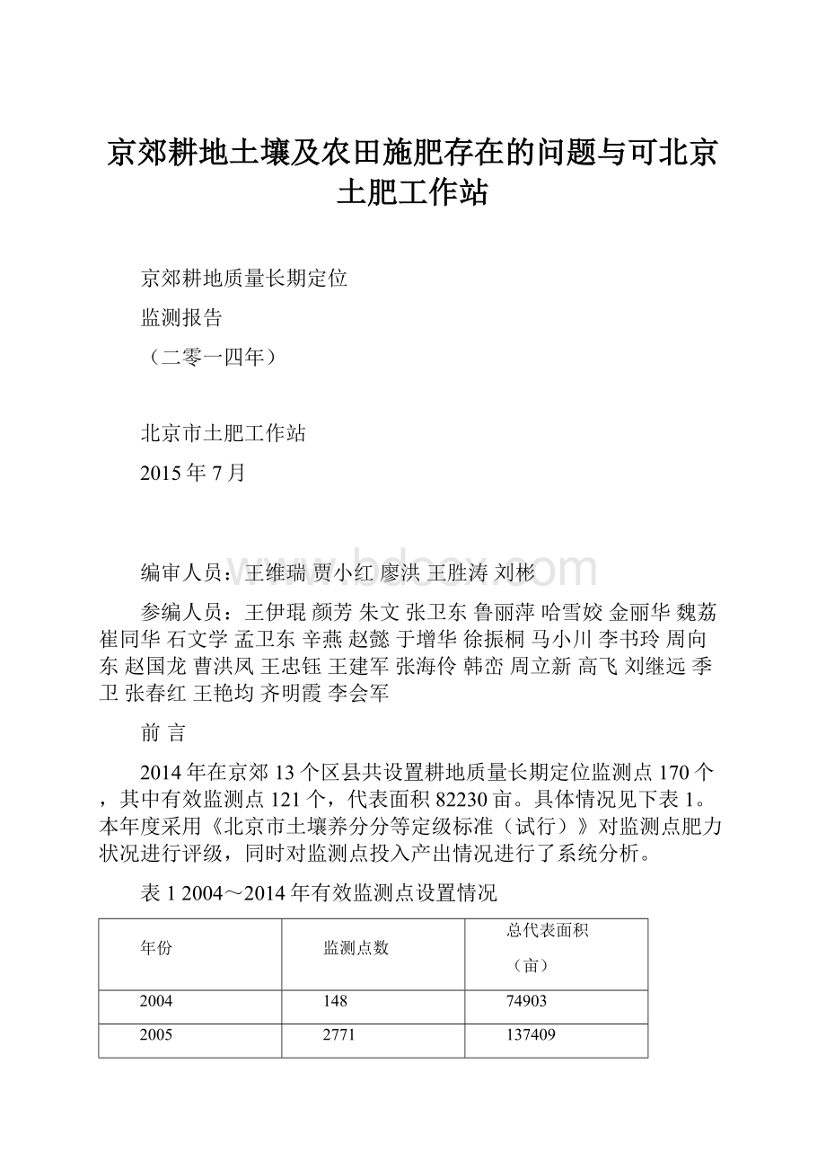 京郊耕地土壤及农田施肥存在的问题与可北京土肥工作站Word文档下载推荐.docx